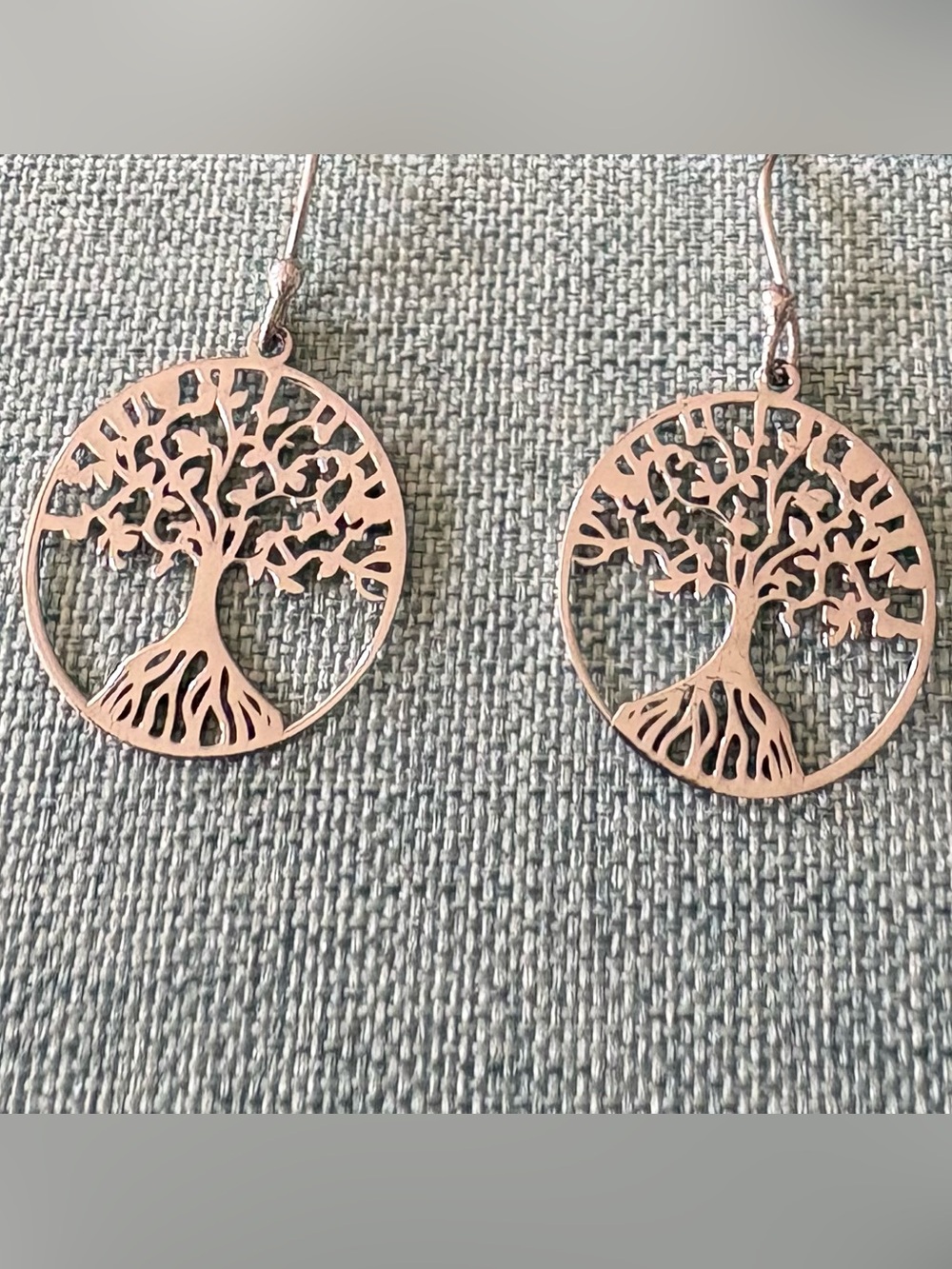 Sterling Silver Tree of Life Dangle Earrings on French Wire Hooks